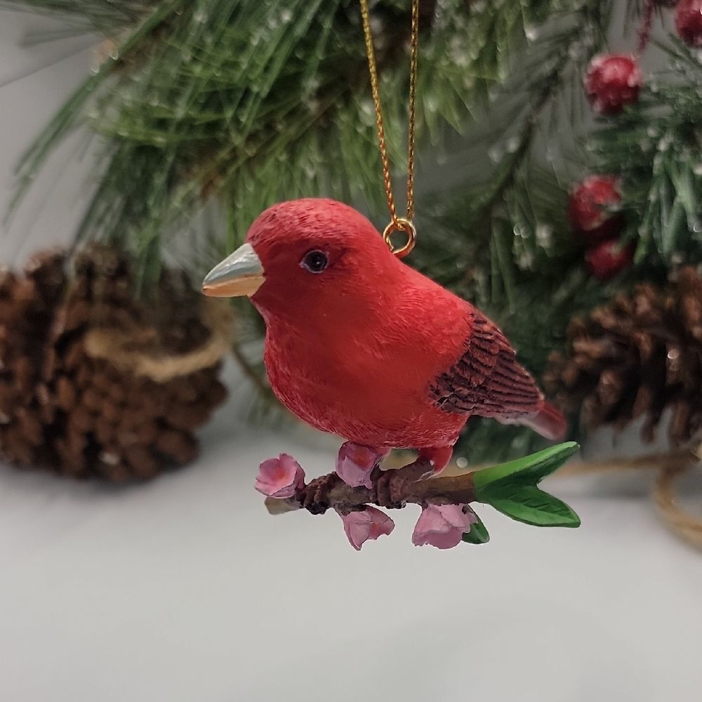 Danbury Mint Christmas Songbird Ornament Summer Tanager Rerired